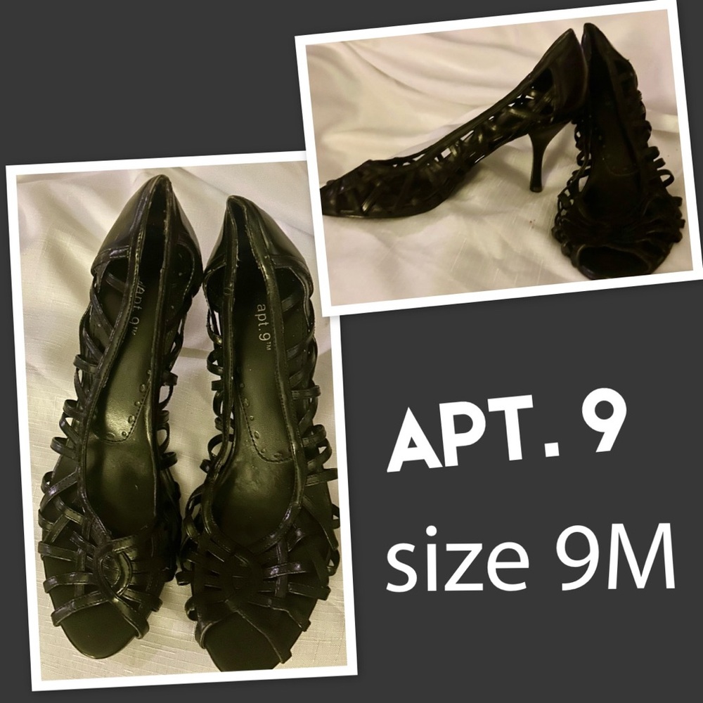 Apt. 9 Strappy Black Heels - Picture 1 of 2